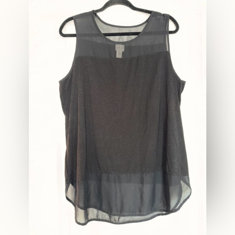 Chico’s Women’s Black Mesh Detail Sleeveless Blouse Size 3